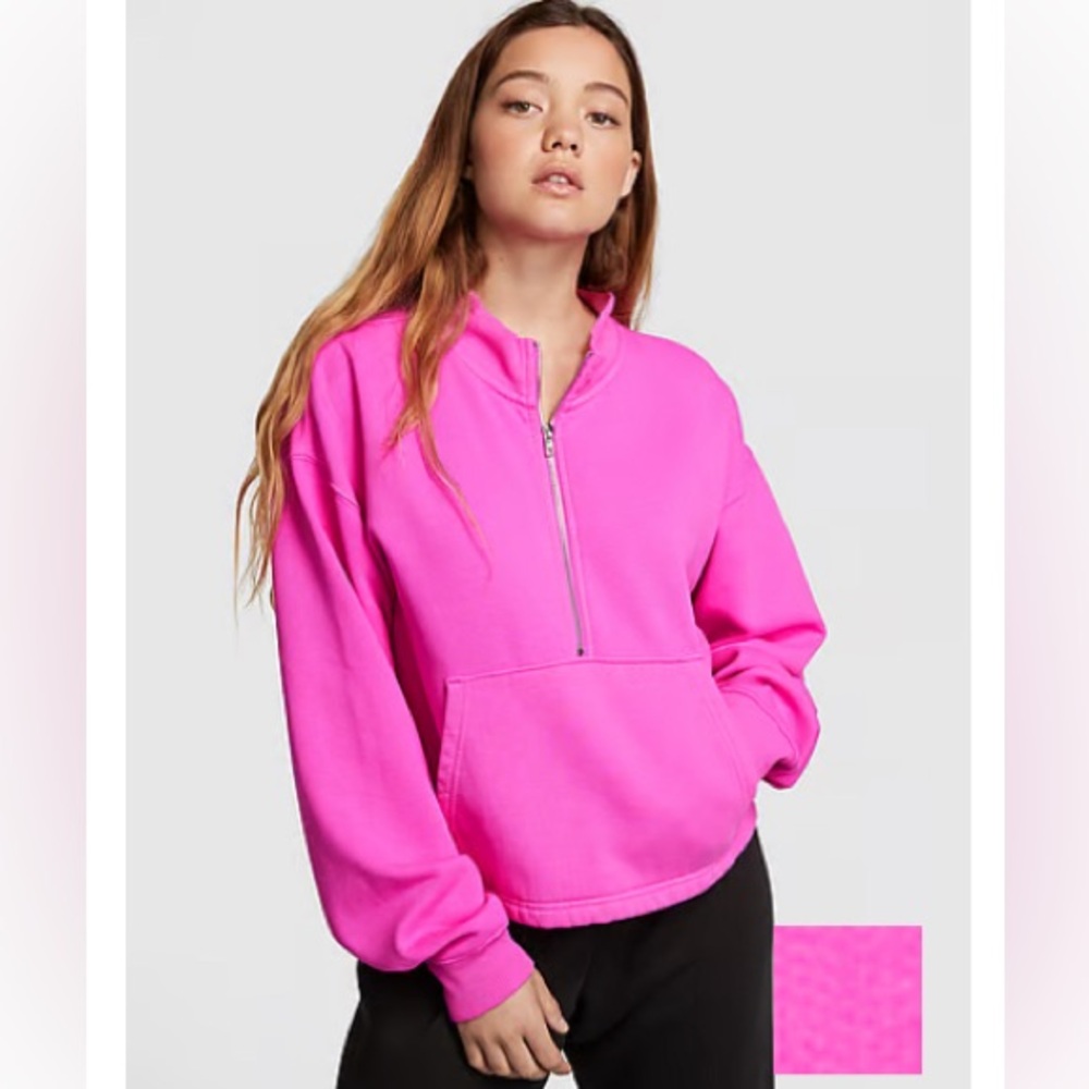 PINK Victoria’s Secret Premium Fleece Half-Zip Pullover Sweatshirt - Small